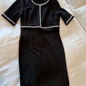 Karl Lagerfeld Black Midi Dress with Pearl Trim